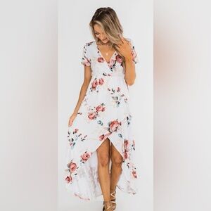 Chic White Floral High Low Dress Size Medium
